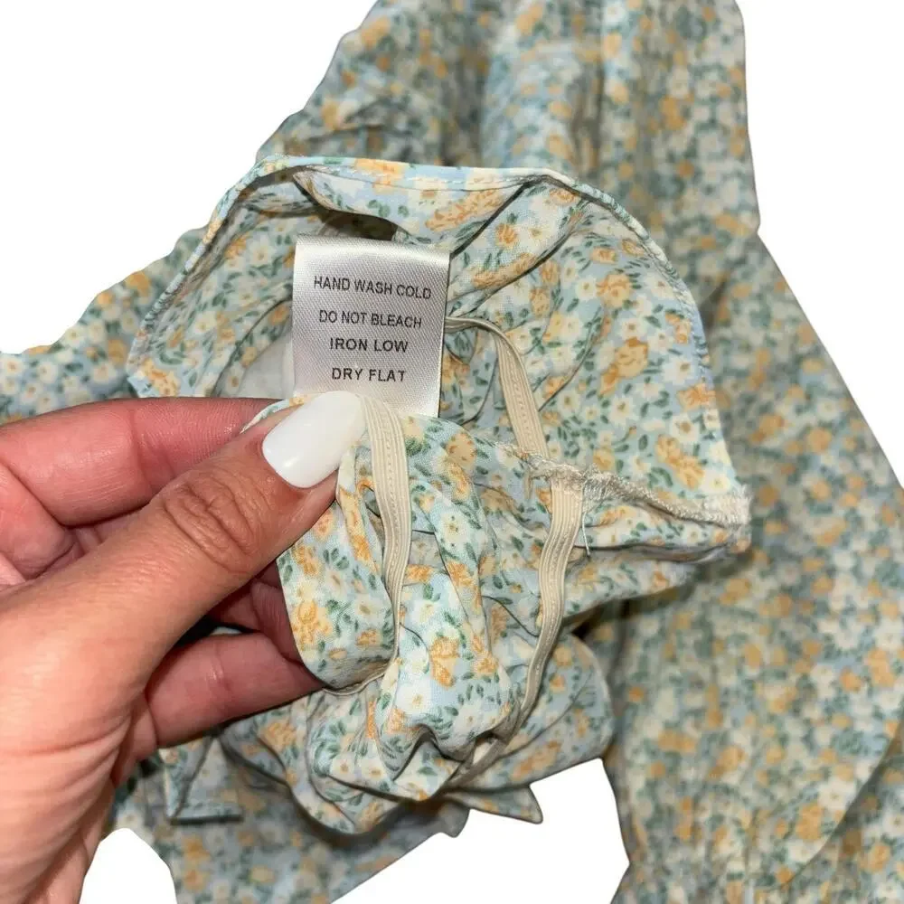 Mable Cottagecore Renaissance Peasant Floral Crop Top Women’s S Prairie Soft